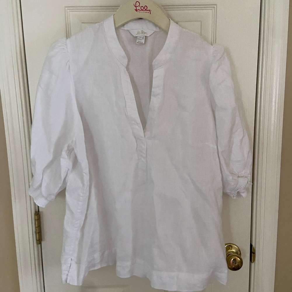 Lilly Pulitzer White Mialeigh Linen Tunic Sz 16